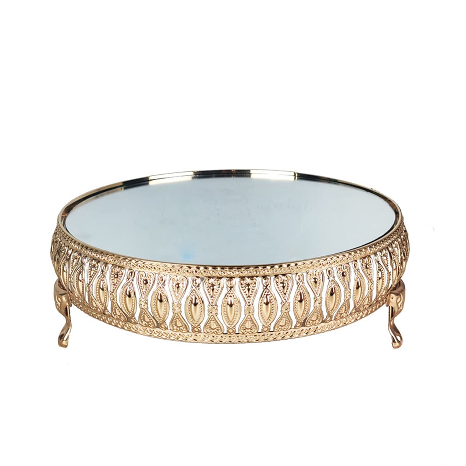 Gold Electroplated Mirror Tray for Wedding Cake Stand, Dessert Display & Cupcake Table Decor - 26cm Elegant Party Serving Tray for Home & Events