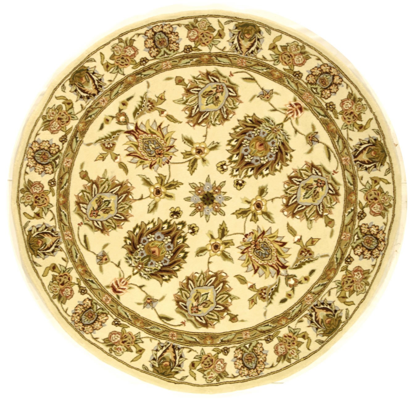SAFAVIEH Traditions Collection 6-Foot Round Ivory Wool Area Rug - Handmade Oriental Premium Carpet for Living Room, Bedroom & Dining Room Decor