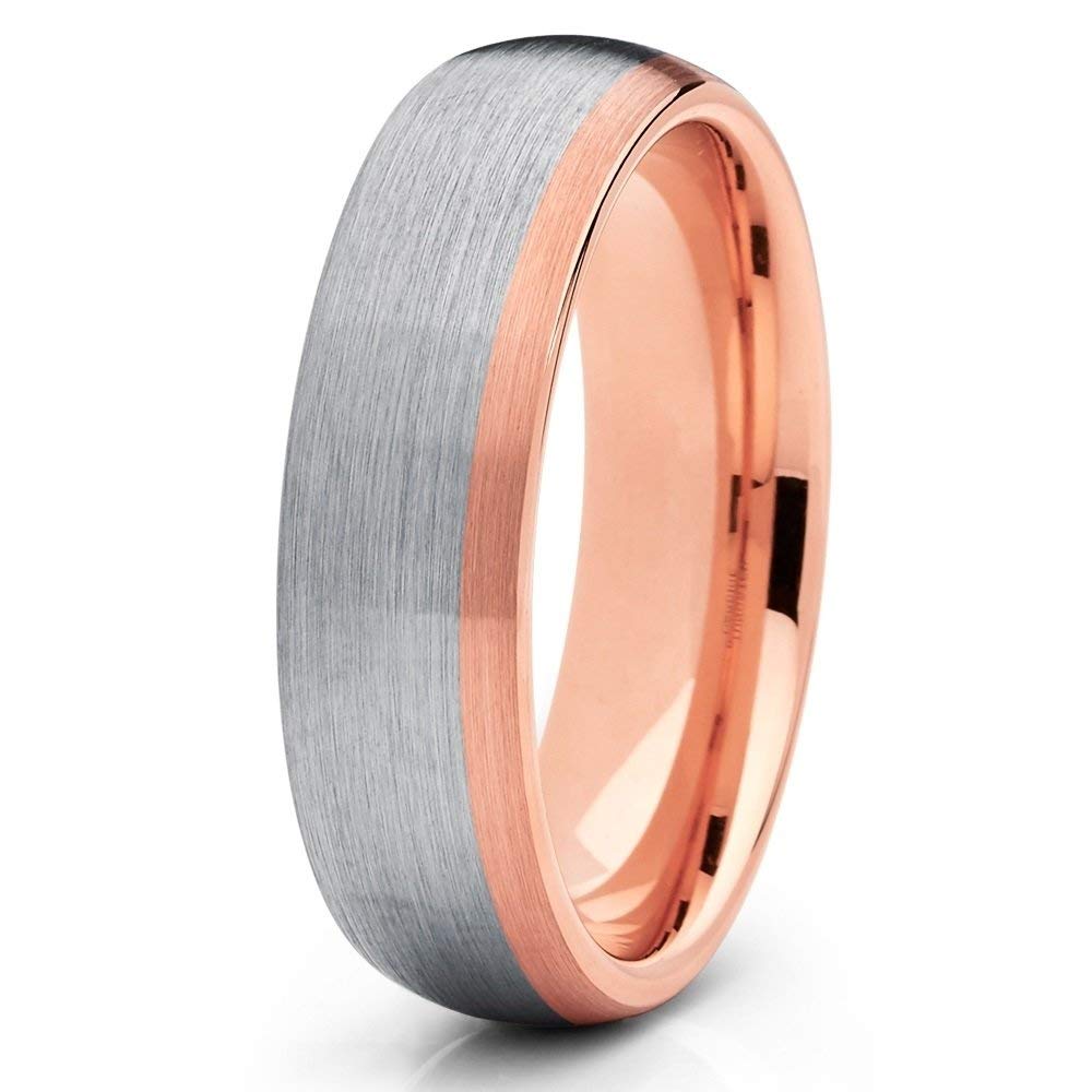 6mm Rose Gold Tungsten Wedding Band for Men & Women - Durable Tungsten Carbide Ring with 18k Rose Gold Plating - Anniversary & Engagement Ring - Comfort Fit for Everyday Wear & Special Occasions