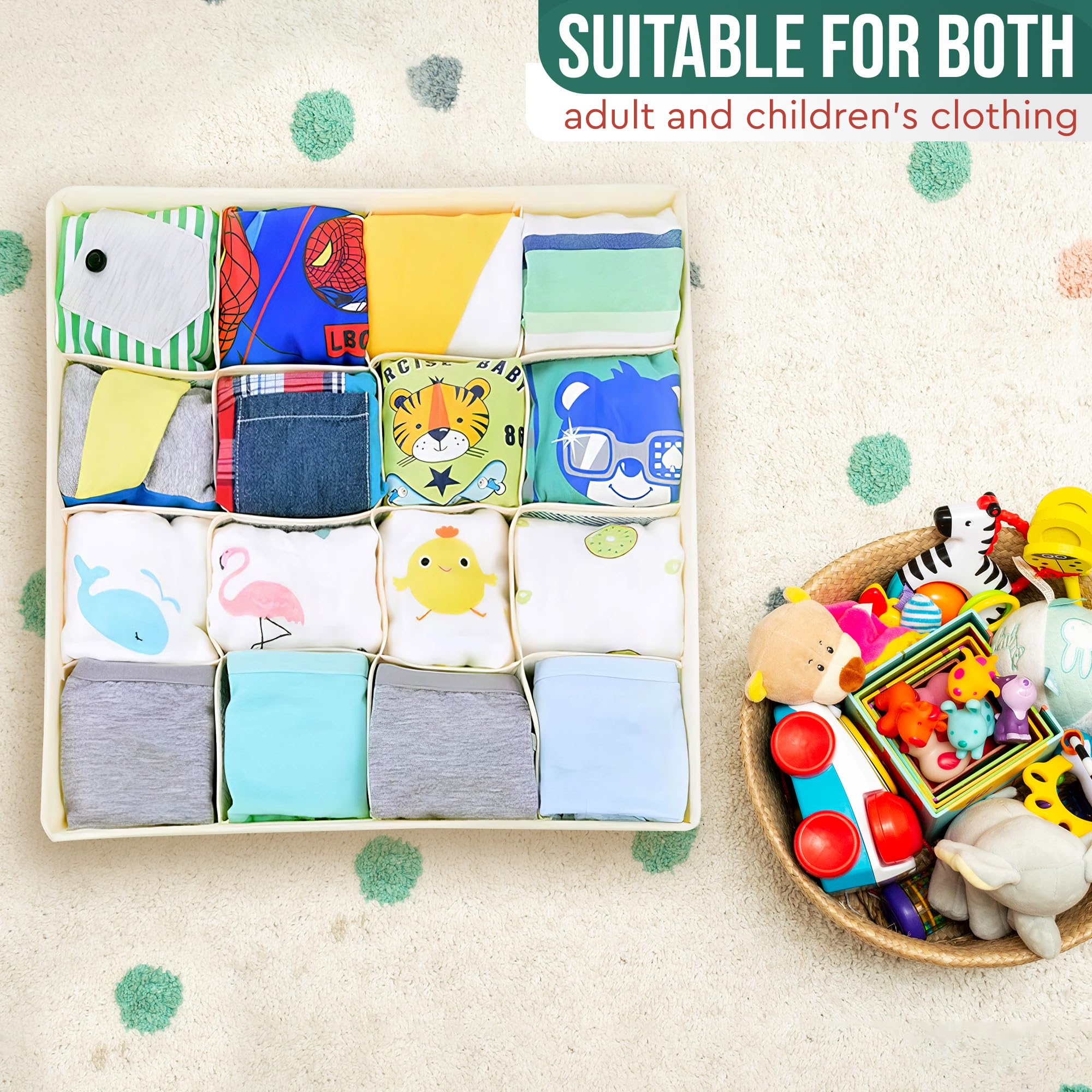 2-Pack Dresser Drawer Organizers for Underwear & Socks - 40-Cell Closet Storage Divider for Bedroom, Bathroom, and Wardrobe Organization - Perfect for Sock Drawer, Underwear Storage, and Closet Tidying