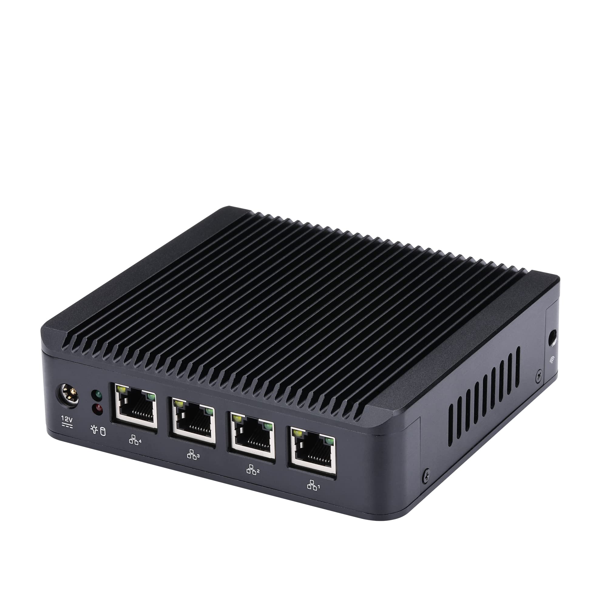 Qotom-Q190G4-S01 Mini PC with Intel Celeron J1900, 8GB RAM, 256GB SSD, 4 LAN Ports, 1080P HD - Ideal for Home Firewall, VPN Router, Network Gateway, and Small Office Networking Solutions