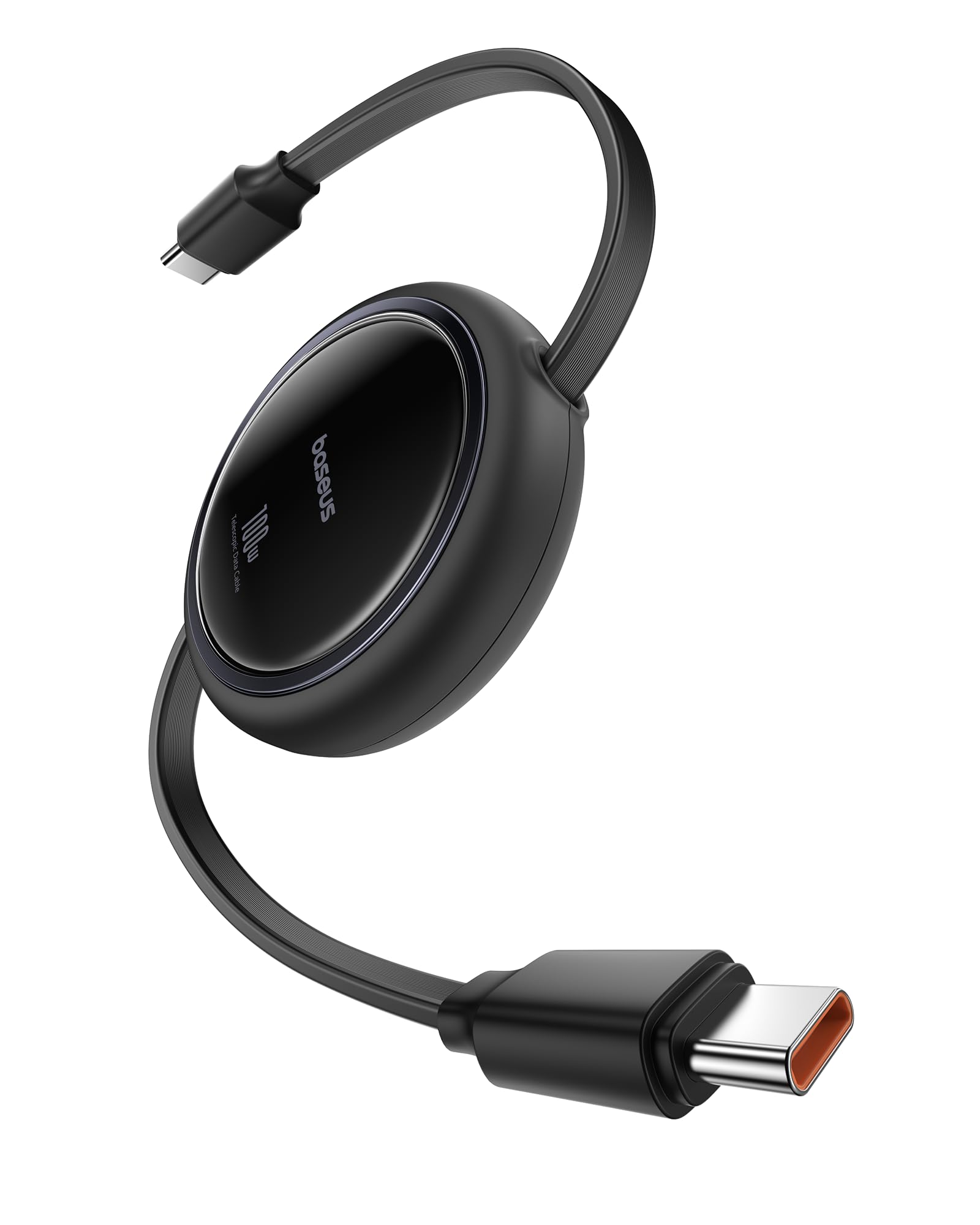 Baseus 100W USB C to USB C Fast Charging Cable, 5A Retractable Type C Cord with 4-Stage Length Preset - Compatible with iPhone 16/15 Pro/Pro Max, MacBook, iPad, Samsung Galaxy S24/S23+ (3.3ft) - Perfect for Travel, Office & Home Charging