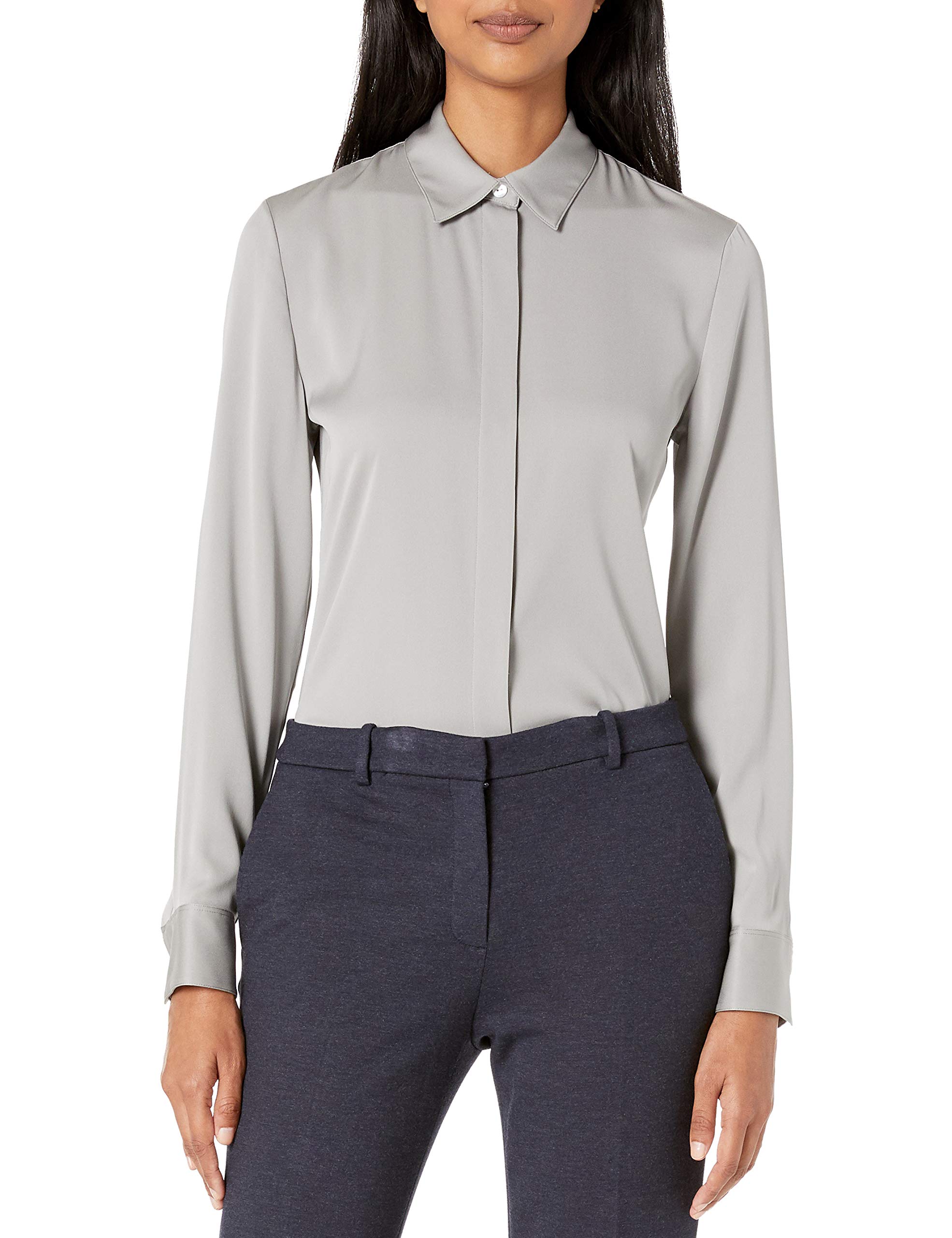 Theory Women's Classic Fitted Button-Down Shirt | Slim Fit Business Casual Blouse for Office & Work | Professional Wardrobe Essential for Women