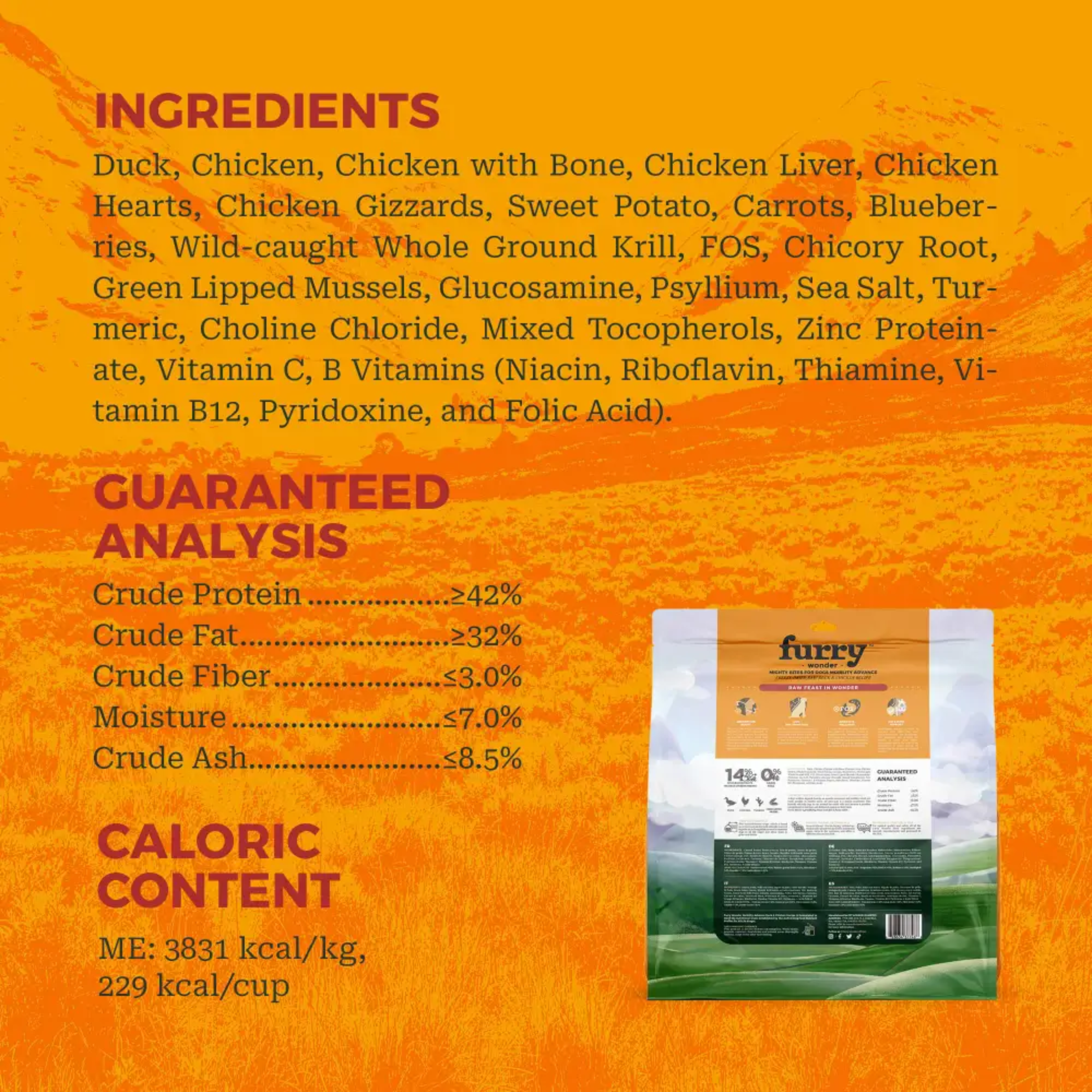 Premium Freeze-Dried Raw Dog Food - Furry Wonder Mobility Advance Recipe for Joint Health (2 Sizes) | Ideal for Active Dogs & Senior Pets with Mobility Support Needs