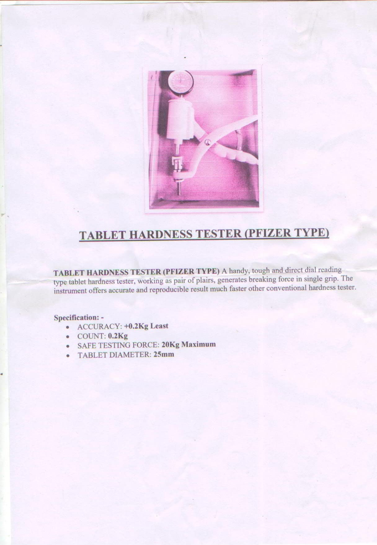 Pharmaceutical Tablet Hardness Tester | Pfizer Type | Digital Tablet Testing for Quality Control in Labs & Manufacturing