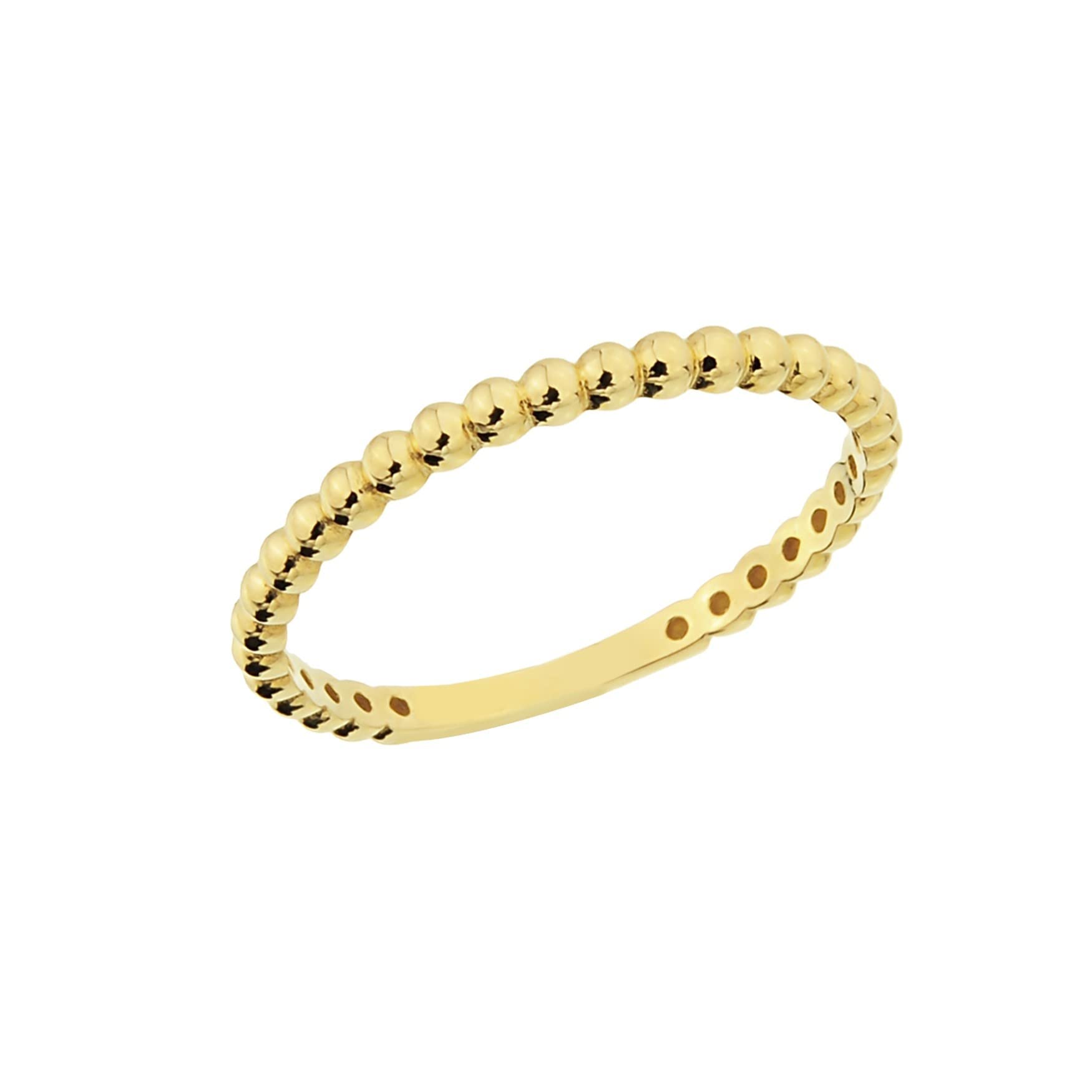 14K Real Solid Gold Beaded Dot Stacking Ring for Women - Elegant Dotted Stackable Rings Set | Perfect Birthday Gift, Anniversary Present for Her | Great for Layering, Everyday Wear & Special Occasions