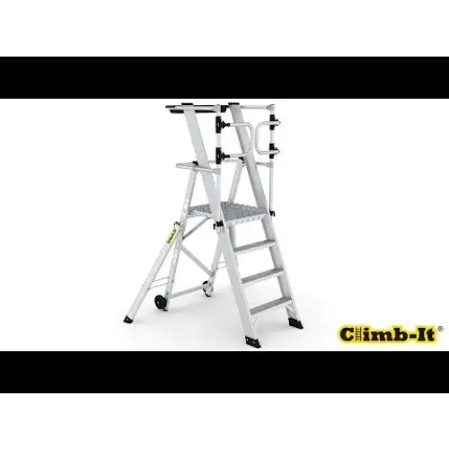 Climb It Large Platform Folding Steps with Safety Gates - Heavy Duty Aluminum Ladder for Kids & Toddlers - Perfect for Playrooms, Bedrooms, and Indoor Play Areas