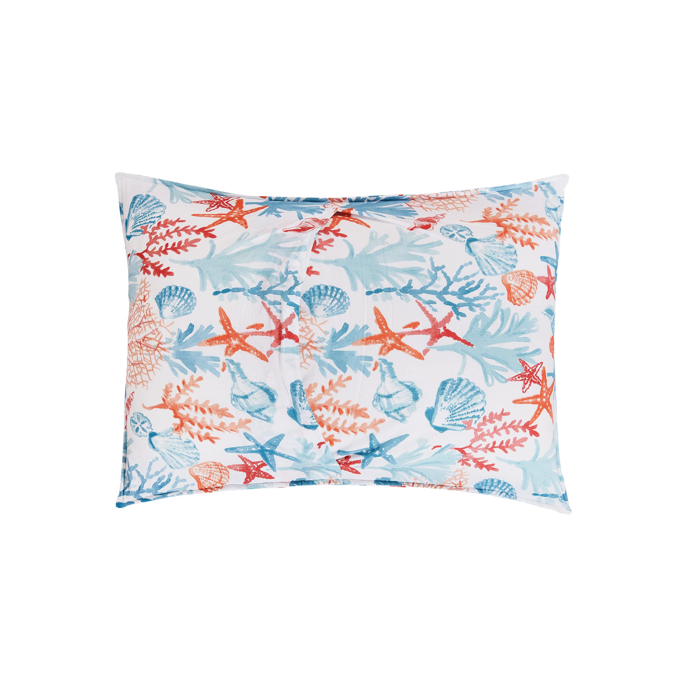 Reversible Coastal Tropical Stripe Quilt Set - Full/Queen 3-Piece Machine Washable Cotton Bedding in Orange & Blue | Beach House Decor, Guest Room & Summer Bedroom Upgrade