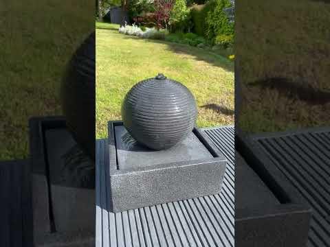 Solar Powered LED Globe Water Feature for Garden Decor - 37x37x37 Inch Floating Globe on Plate with Solar Panel - Perfect for Outdoor Patio, Yard, and Landscape Lighting