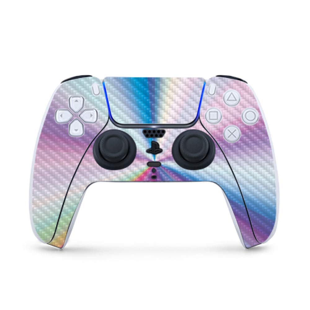 Premium Carbon Fiber Gaming Skin for PS5 Controller - Rainbow Zoom Design | Durable Textured Finish | Easy to Apply & Remove | USA Made | Perfect for Gaming Enthusiasts & Custom Console Styling