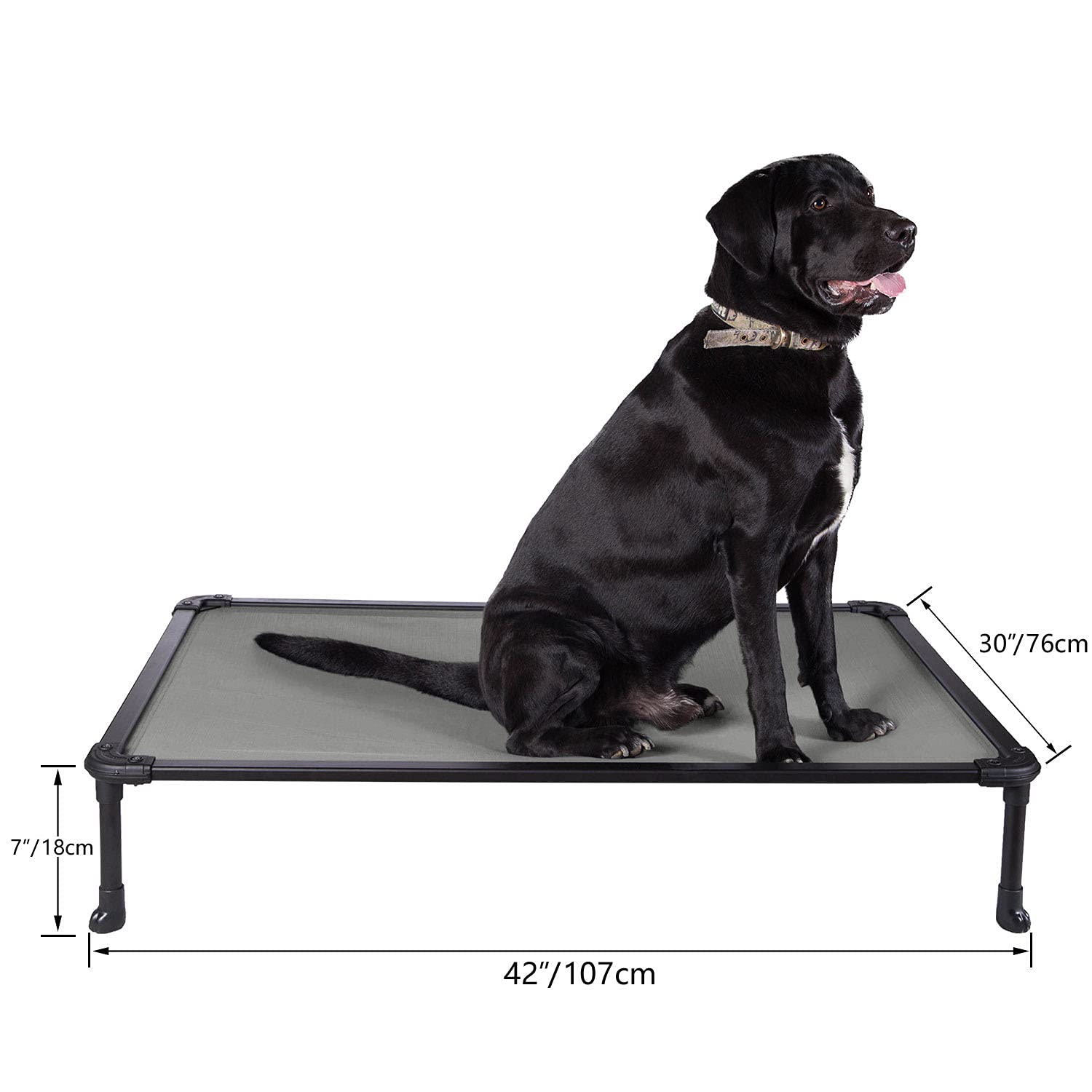 Veehoo Chew Proof Dog Bed - Cooling Raised Pet Cot with Aluminum Frame for Indoor/Outdoor Use - Large Grey