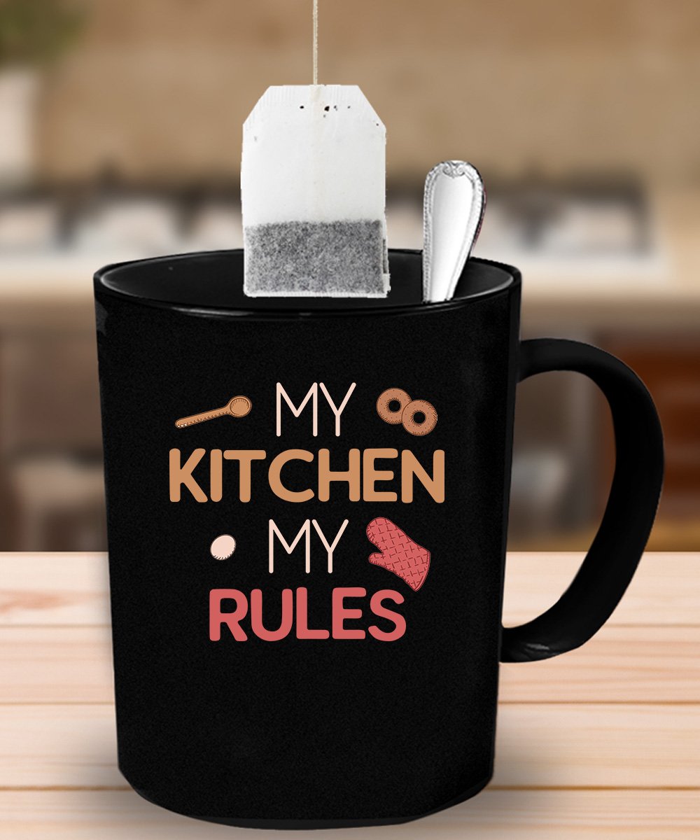 My Kitchen My Rules Coffee Mug - 11 oz Funny Ceramic Cup for Coffee, Tea & Hot Drinks - Perfect Gift for Home Cooks, Chefs & Coffee Lovers - Great for Kitchen, Office & Home Use