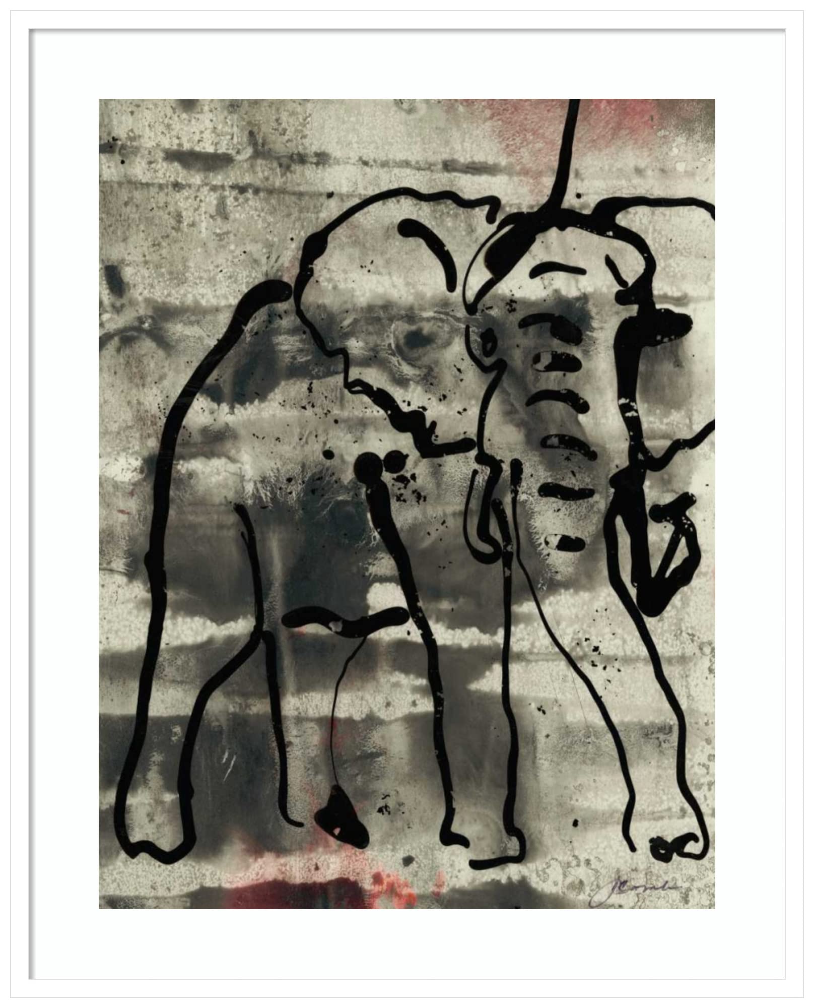 Amanti Art Framed Abstract Elephant Wall Art Print 41x33 - Modern Contemporary Decor by Joyce Combs | Large Poster Painting for Living Room, Bedroom, Bathroom & Kitchen | Perfect for Home, Office & Gift Giving