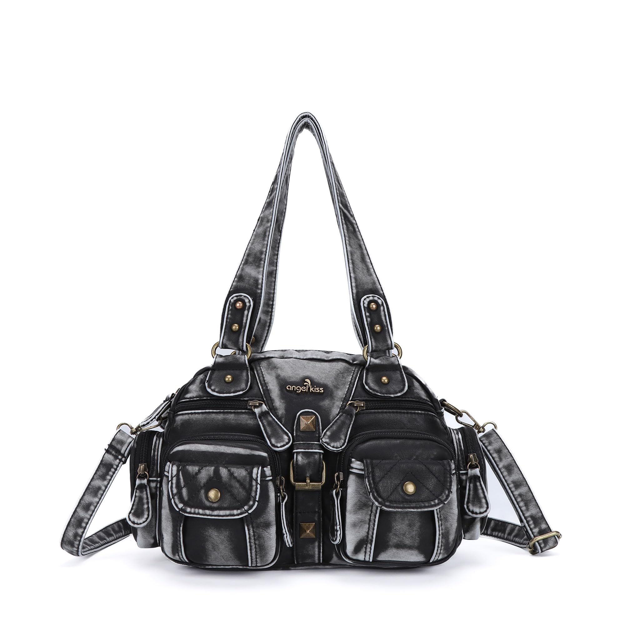 Angel Kiss Women's Hobo Crossbody Shoulder Bag - Multipocket Soft Leather Handbag with Removable Strap | Perfect for Work, Travel & Everyday Use