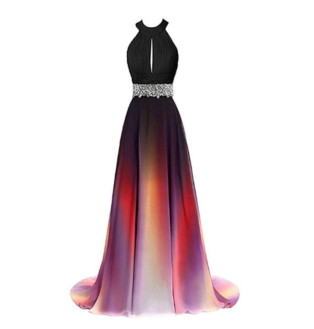 ANGELA Women's One Shoulder Ombre Long Evening Prom Dress - Elegant Wedding Party Gowns for Formal Events, Homecoming & Special Occasions
