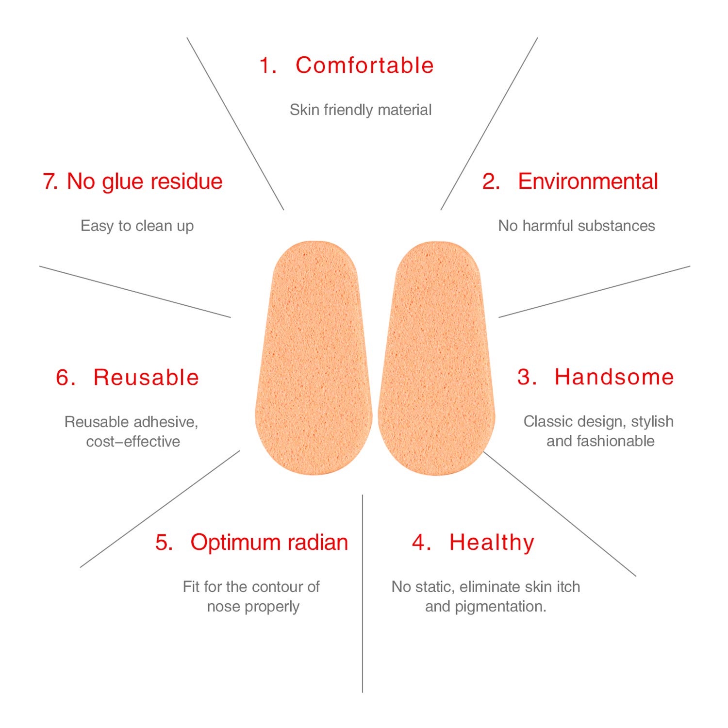 45 Pairs Soft Foam Self-Adhesive Anti-Slip Eyeglass Nose Pads - Comfortable Thin Cushions for Glasses - Perfect for Reading, Working & Daily Wear