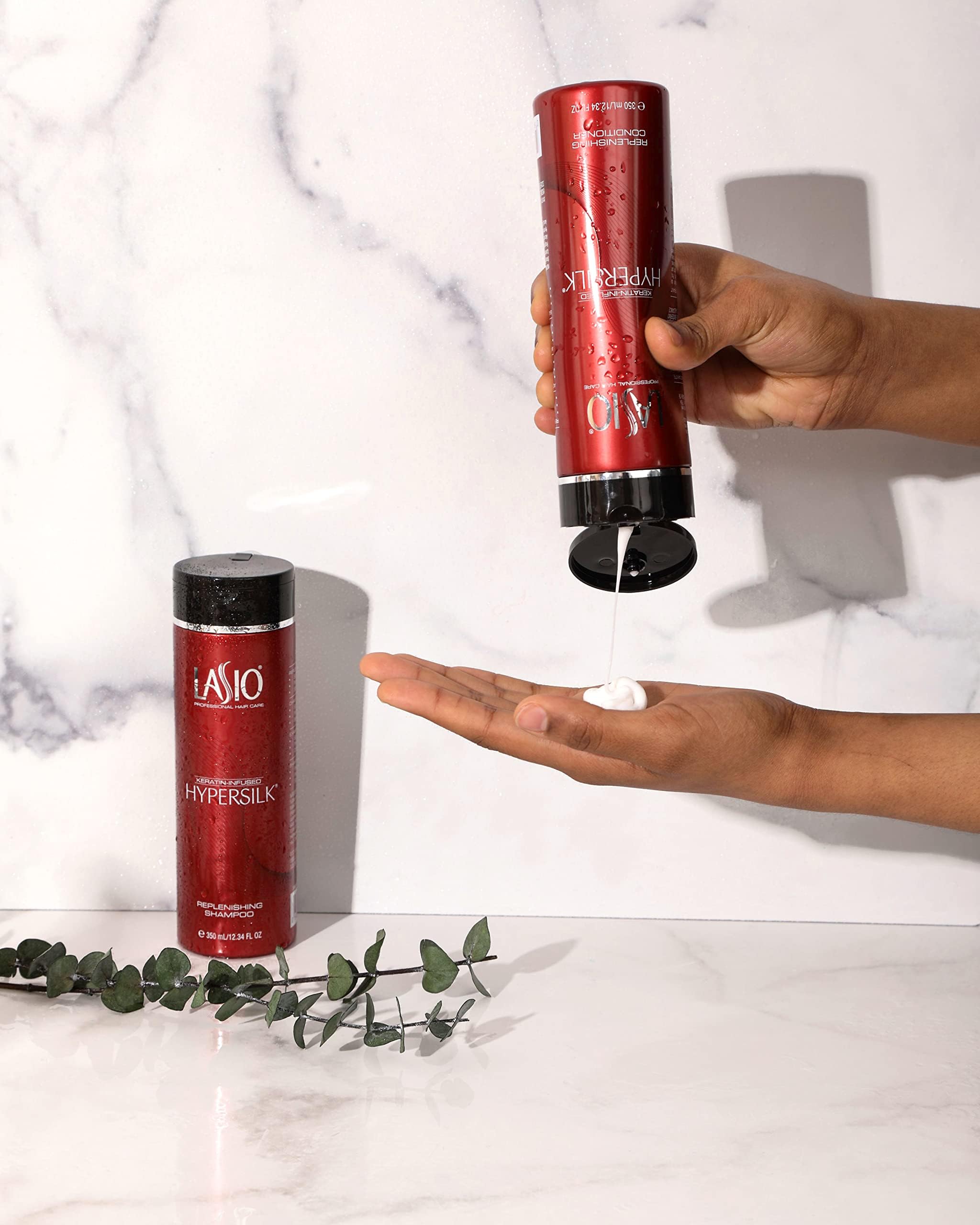 Lasio Keratin-Infused HYPERSILK Shampoo & Conditioner Set - Sulfate Free, 12.34 Fl Oz - Repair & Restore Damaged Hair with Keratin Treatment - Perfect for Dry, Frizzy & Color-Treated Hair - Salon Quality Hair Care at Home