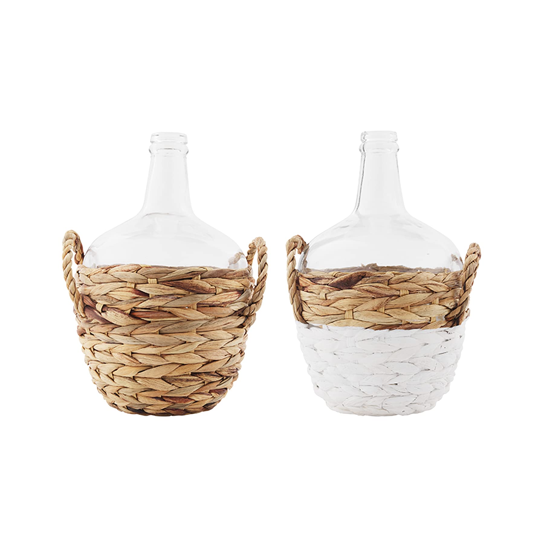 Natural Mud Pie Glass Hyacinth Vase - 11.81 x 8.66 Inches - Perfect for Home Decor, Wedding Centerpieces & Spring Floral Arrangements