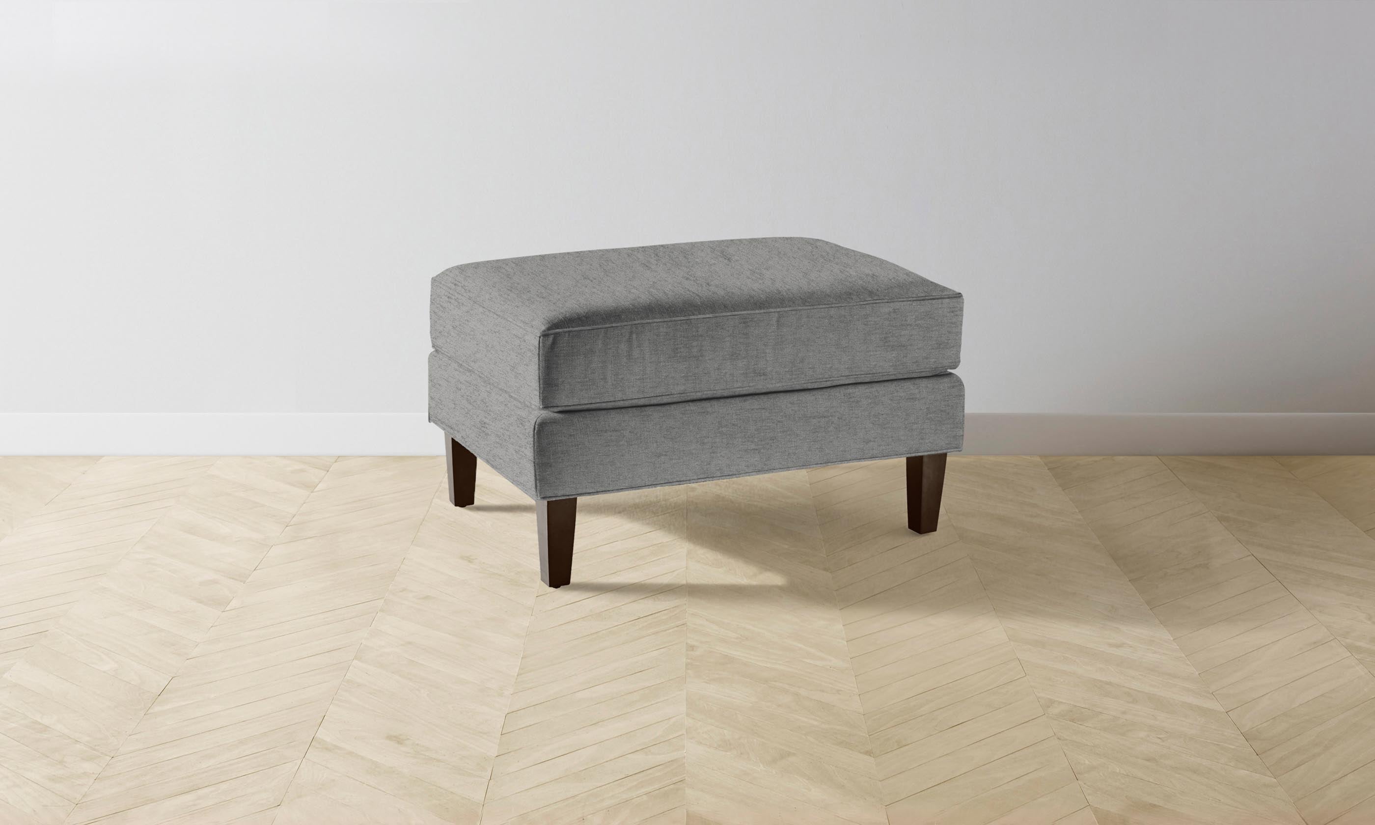Crosby Ottoman with Performance Tweed Smoke Fabric - Stylish Footrest & Extra Seating for Living Room, Bedroom, or Office