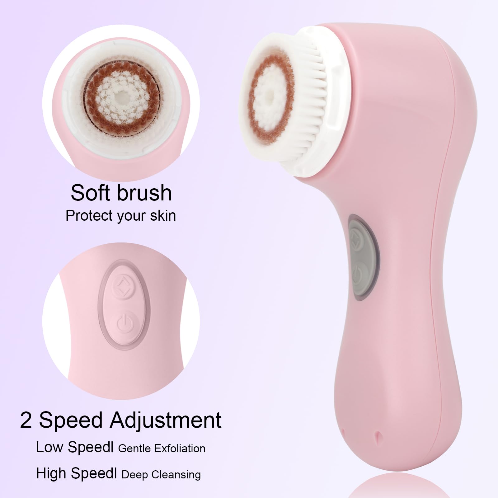 Mia 2 Acoustic Wave Facial Cleansing Brush - Pink | Deep Pore Cleaner for Glowing Skin | Perfect for Daily Skincare & Makeup Removal