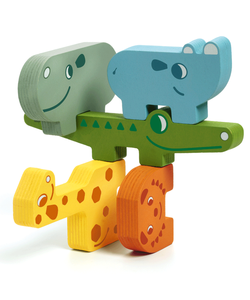 Ze Totanimo by Djeco - Wooden Animal Stacking Game for Toddlers | Montessori Learning Toys | Fun Educational Stacking Blocks for Kids Ages 1-3 | Perfect for Birthday Gifts & Early Childhood Development