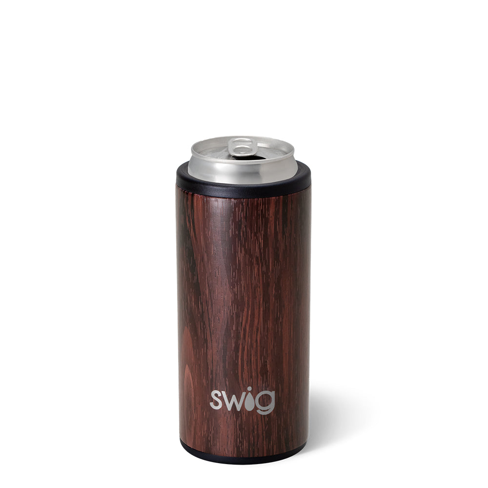Bourbon Barrel Skinny Can Cooler 12oz - Insulated Stainless Steel Beer Can Holder for Chilling Drinks - Perfect for BBQ, Tailgating, and Outdoor Parties