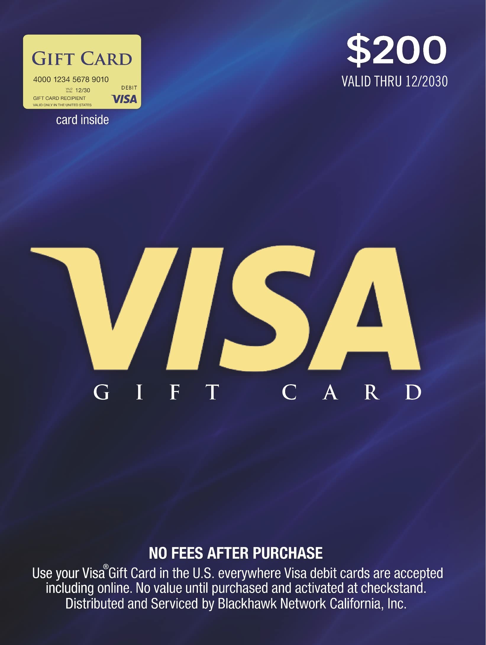 $200 Visa Gift Card - Perfect for Online Shopping, Gifts & Everyday Purchases - No Expiration Date or Fees (Use for Travel, Dining, Retail & More)