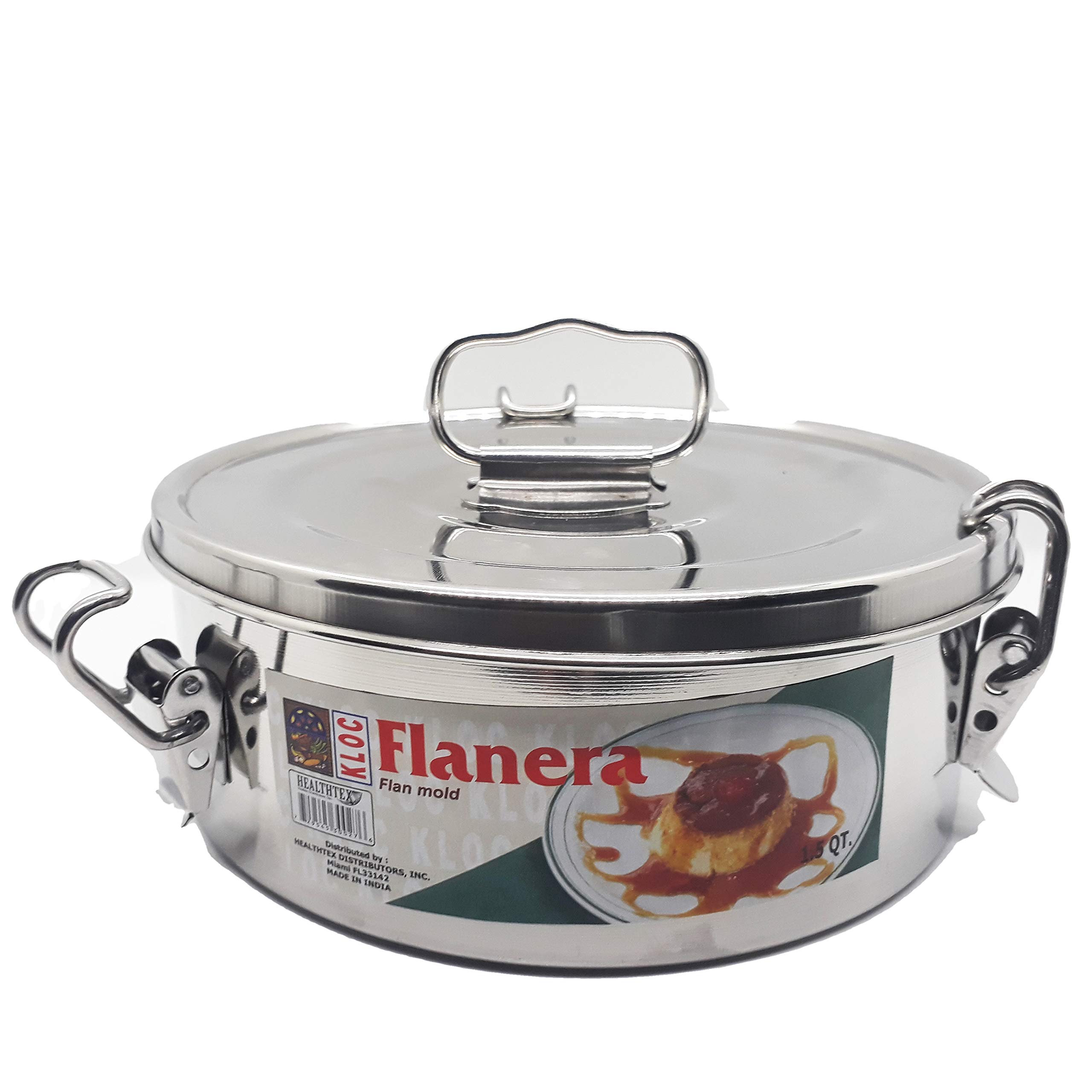6-Inch Diameter 1-Qt Stainless Steel Flanera with Lid, Handle & Lock - Perfect for Baking, Food Storage & Meal Prep