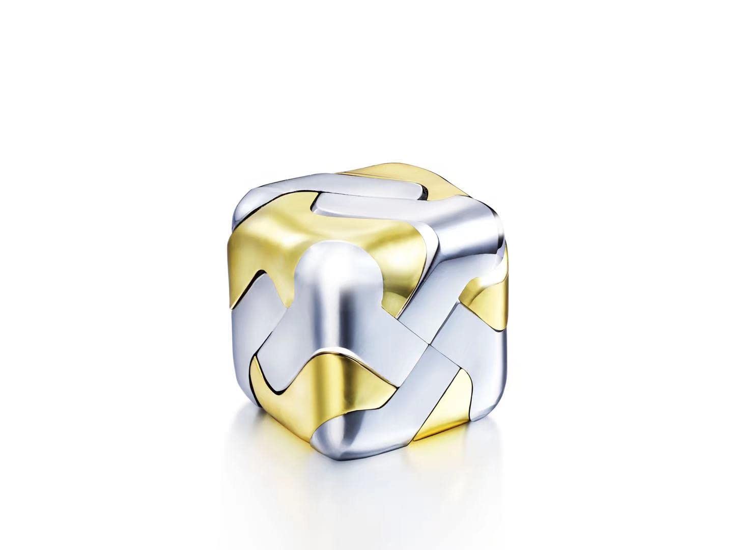3D Metal Square Jigsaw Puzzle - Gold & Silver Brain Teaser & Stress Relief Toy for Adults & Kids - Perfect for Office, Home Decor, and Educational STEM Learning