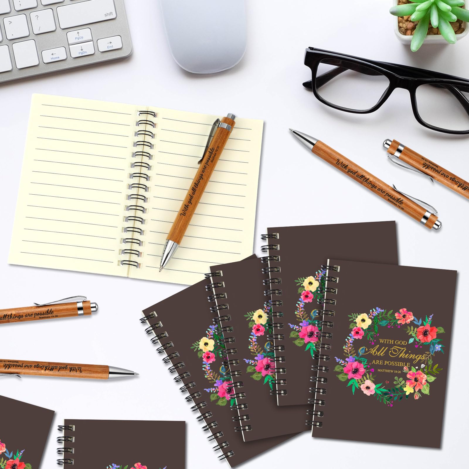 100 Sets Christian Gifts Bulk - Prayer Journal with Bible Verse Pen & Inspirational Notepad - Church Favors for Staff, Teachers, Pastors - Thanksgiving & Christmas Religious Gifts (3.9 x 5.5 in) - Perfect for Bible Study, Sunday School, Worship Services & Faith-Based Events