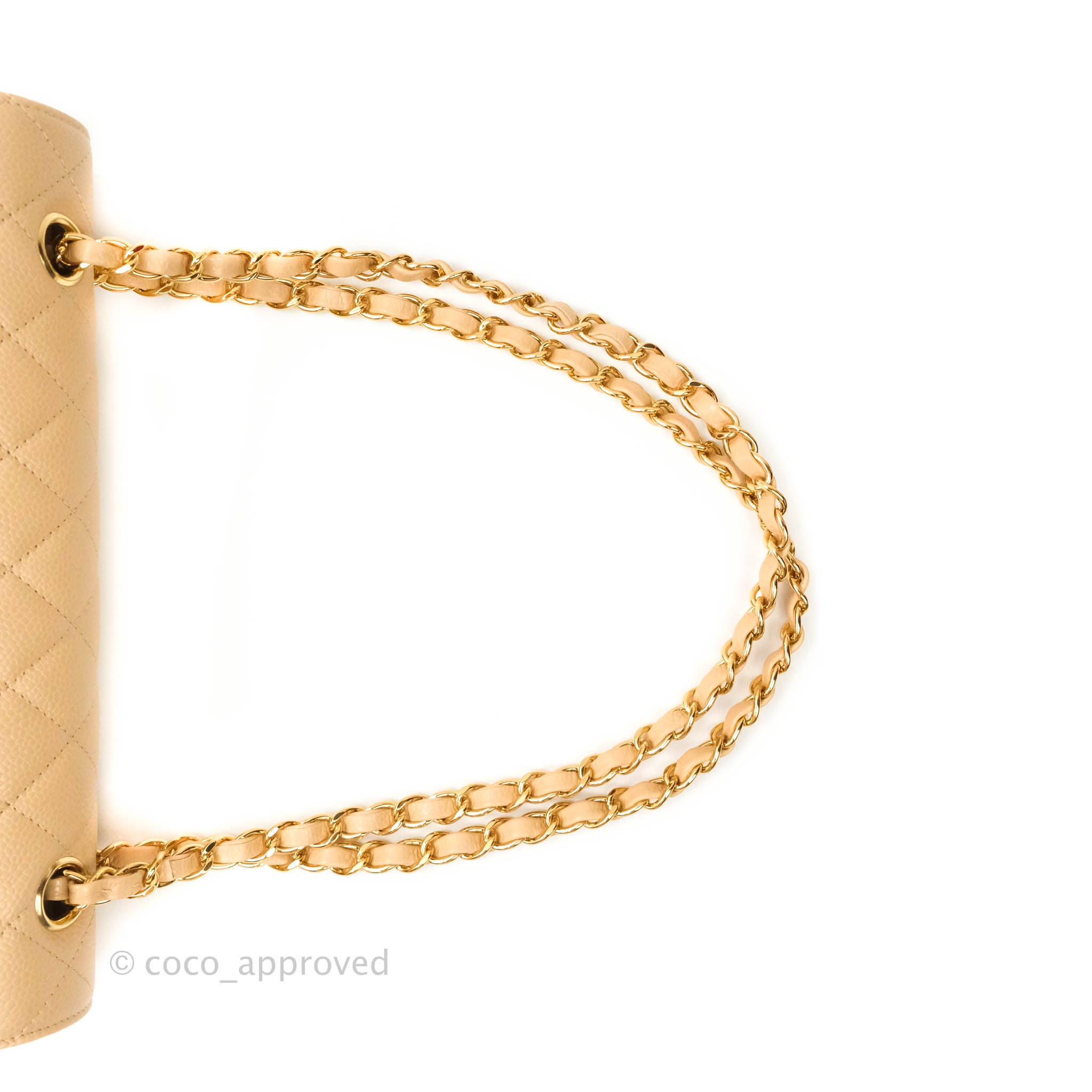 Chanel Classic Medium Double Flap Bag in Beige Caviar Leather with Gold Hardware - Luxury Handbag for Women, Perfect for Work, Evening Events & Special Occasions