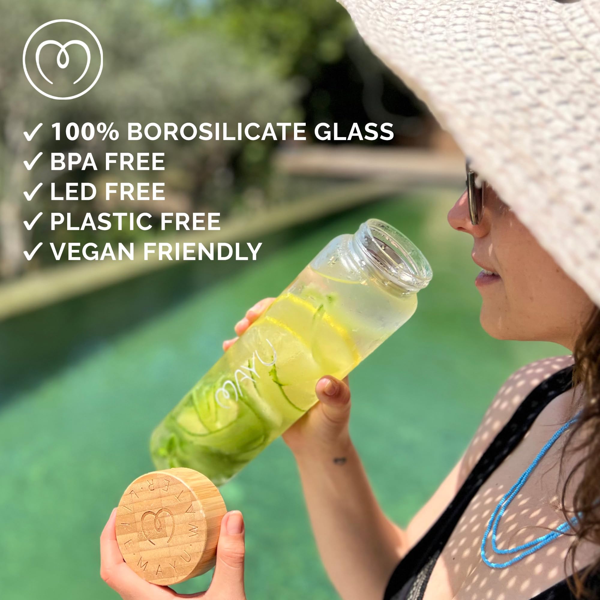Mayu Swirl Structured Water Pitcher with 3 Premium Glass Bottles - Alkaline Water Filter System for Home & Office - Hydration Bundle for Healthy Drinking, Kitchen & Wellness Gifts