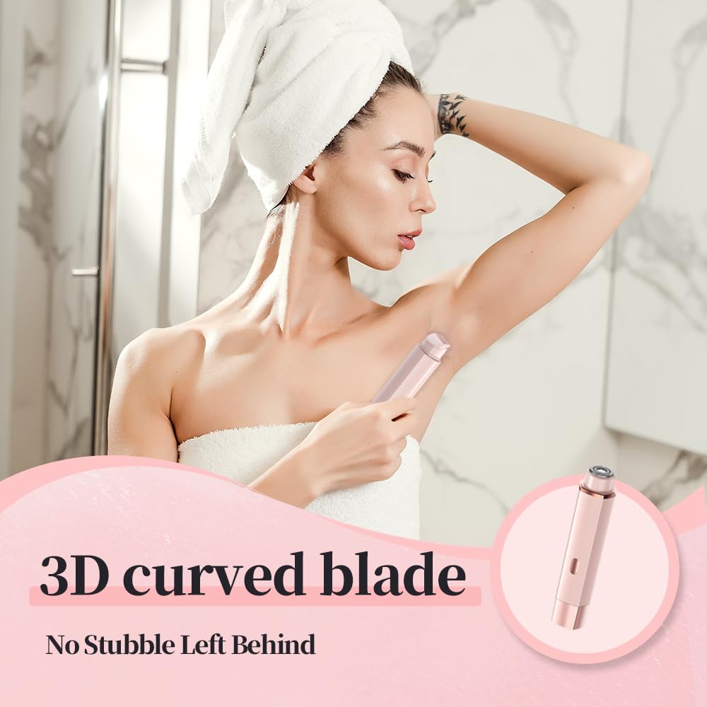 2025 Upgraded 2-in-1 Electric Shaver for Women - Rechargeable Body Hair Remover & Bikini Trimmer, Painless Lady Shaver with LED Light (Pink) | Perfect for Travel, Gym & Sensitive Skin Care