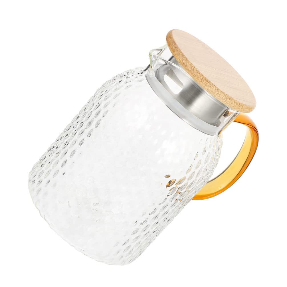 1pc Glass Cold Water Jug with Lid - 64oz BPA-Free Pitcher for Iced Tea, Lemonade & Infused Water - Perfect for Refrigerator Storage, Kitchen, Office & Outdoor Picnics