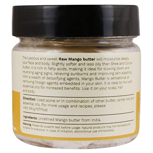 Tattvalogy 100% Raw Unrefined Mango Butter - Natural Body Butter for Dry Skin, Lip Balm & Moisturizer | Plastic Jar 50g | Perfect for Skin Hydration, DIY Beauty Recipes & Spa Treatments
