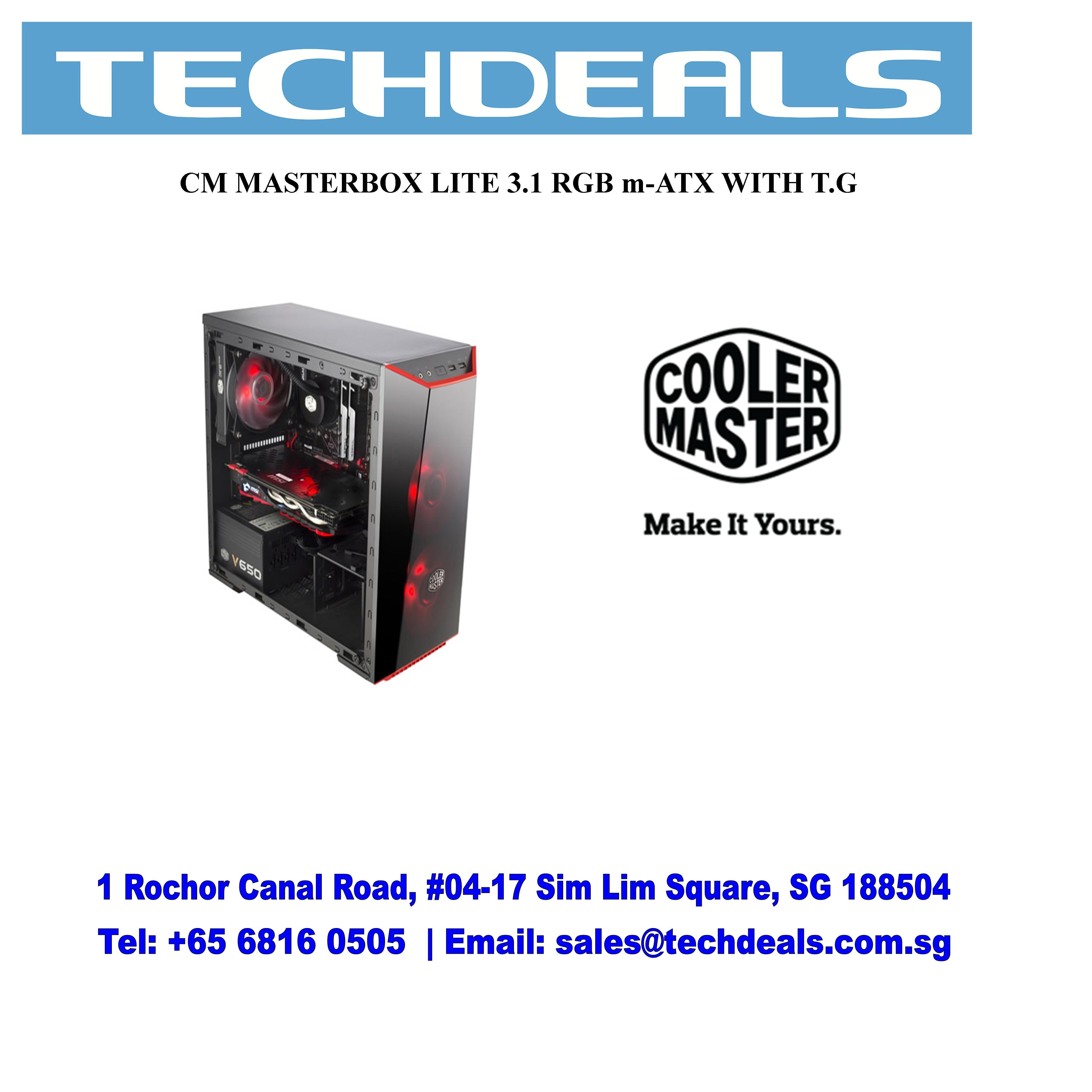 CM MasterBox Lite 3.1 RGB mATX Mid Tower PC Case with Tempered Glass Side Panel - Perfect for Gaming Rigs & Custom PC Builds