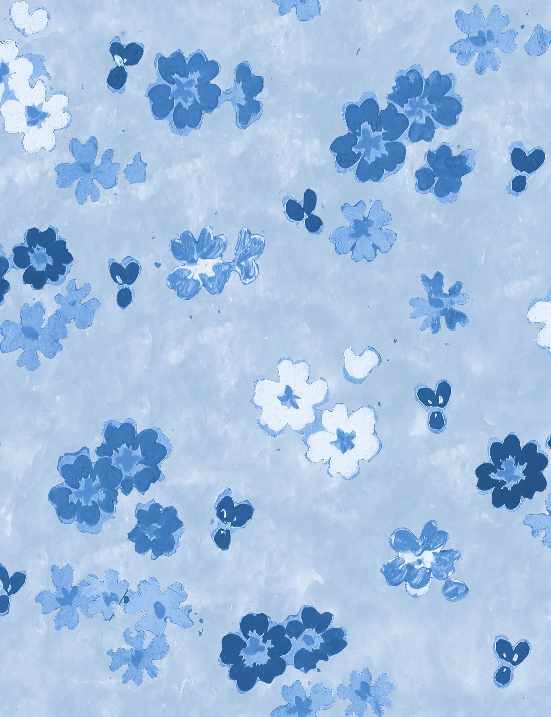 Paule Marrot Blue Flower Field Wallpaper - Vintage Botanical Swatch for Bedroom & Living Room Decor