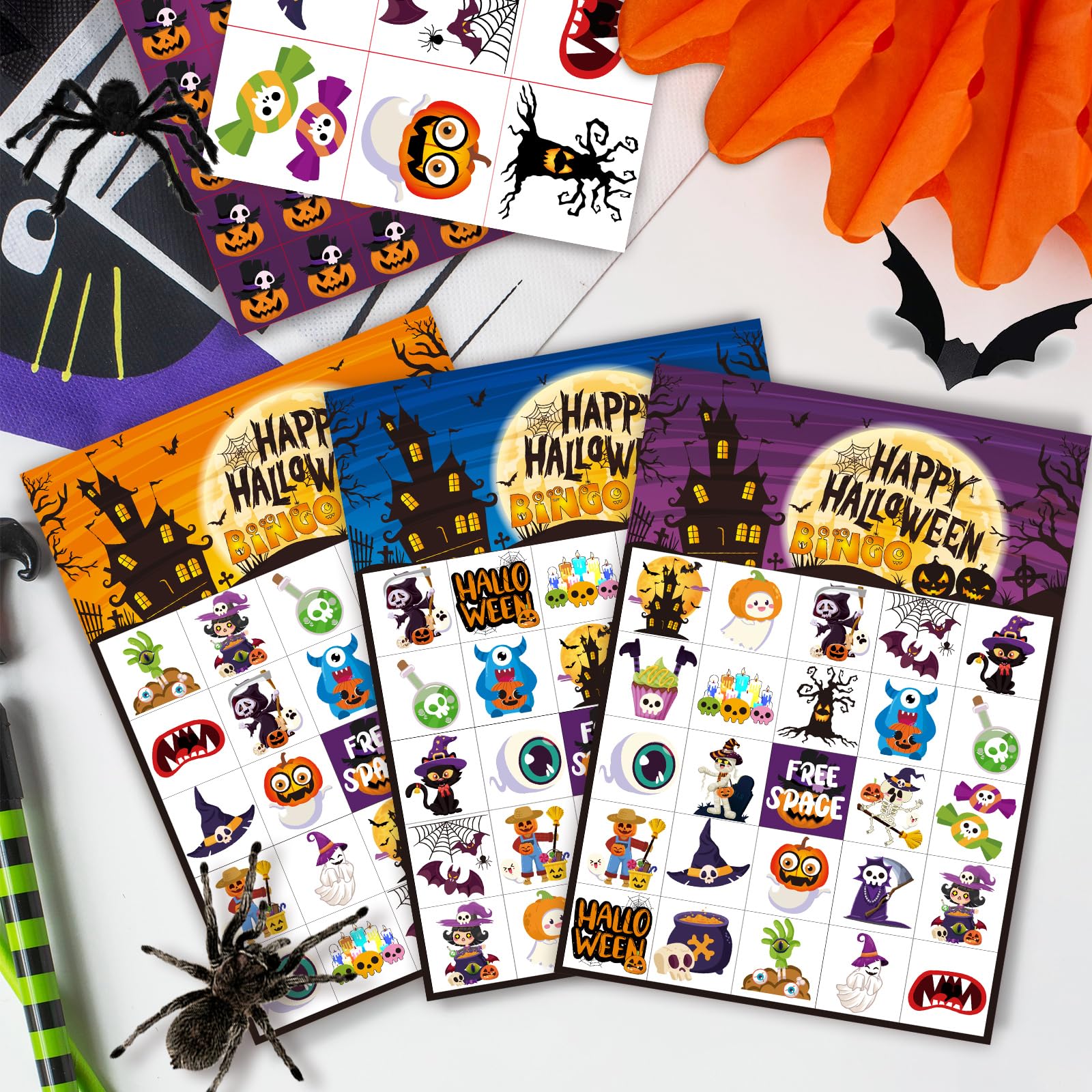Halloween Bingo Game Set for Kids & Adults - 39 Sheets Halloween Bingo Cards, Classroom Party Games, Halloween Activities for School Parties & Family Gatherings - Perfect for Classroom Crafts, Halloween Events & Holiday Fun