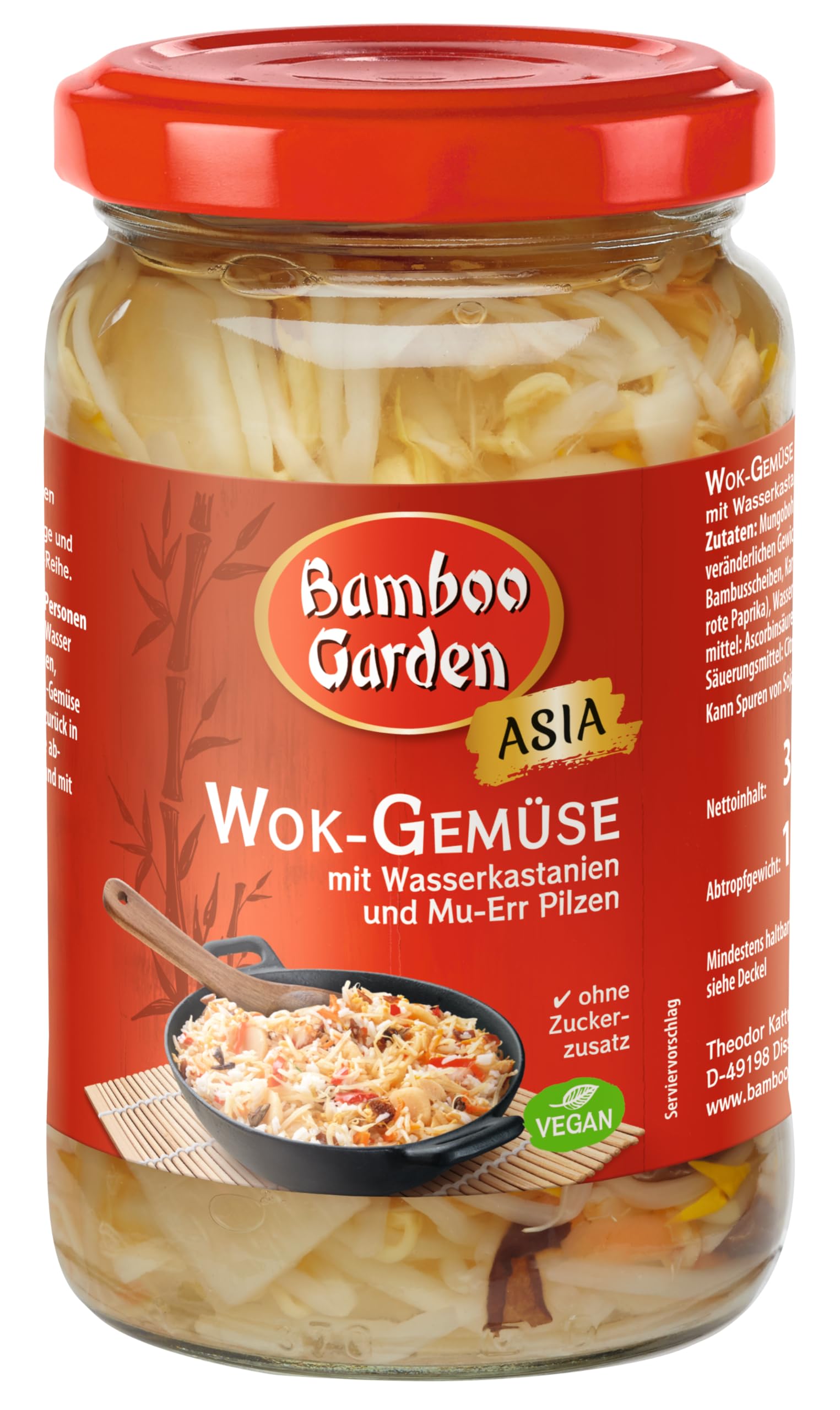 Organic Bamboo Garden Wok Vegetables, 330g (180g Drained Weight) - Premium Stir-Fry Mix for Asian Cuisine | Perfect for Quick Meals, Healthy Cooking & Vegan Recipes