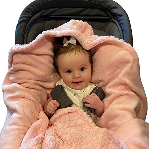 Pastel Pink Baby Car Seat Blanket - Soft Swaddle Wrap for Newborns & Toddlers - Universal Fit for Strollers & Car Seats - Keep Baby Cozy & Car Seat Clean - Perfect for Travel, Shopping & Daily Outings
