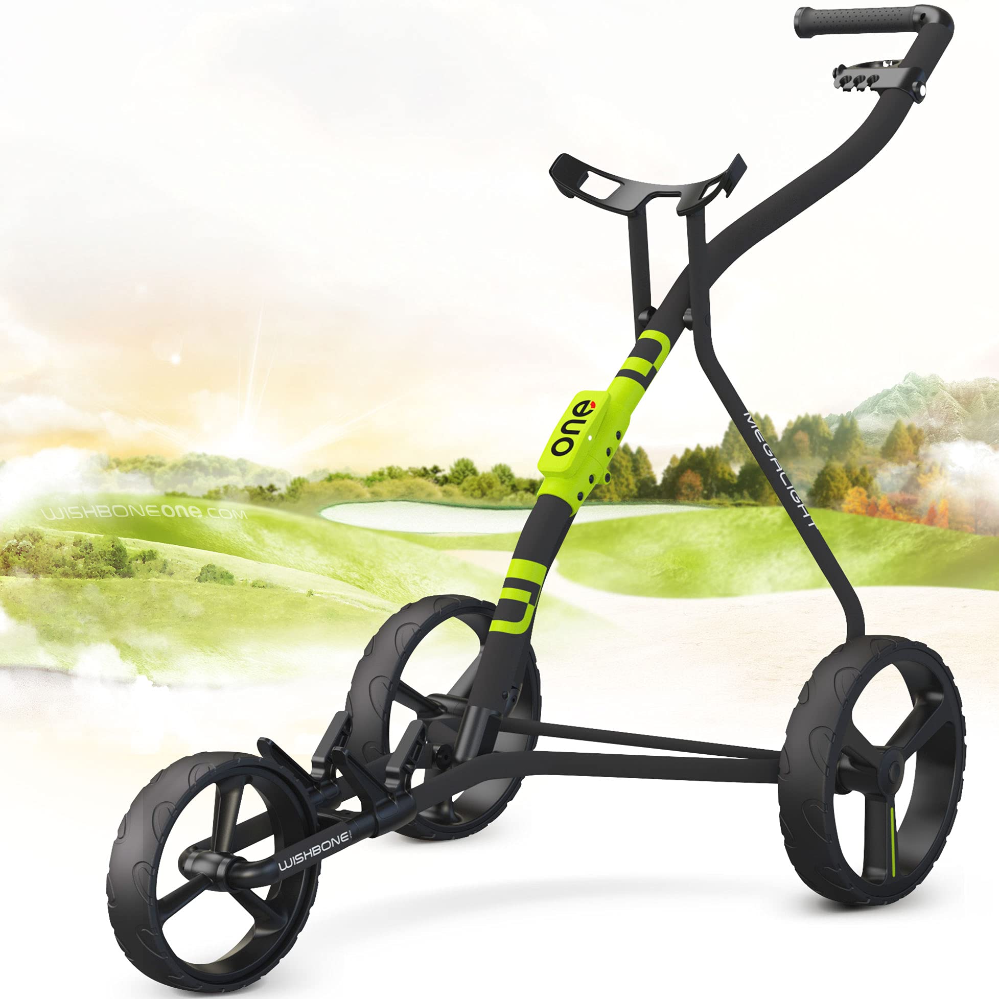 Lightweight Aluminum Golf Push Cart with Wishbone Design - Durable & Portable Golf Caddy for Men & Women - Perfect for Walking Golf Courses, Practice Ranges & Outdoor Sports