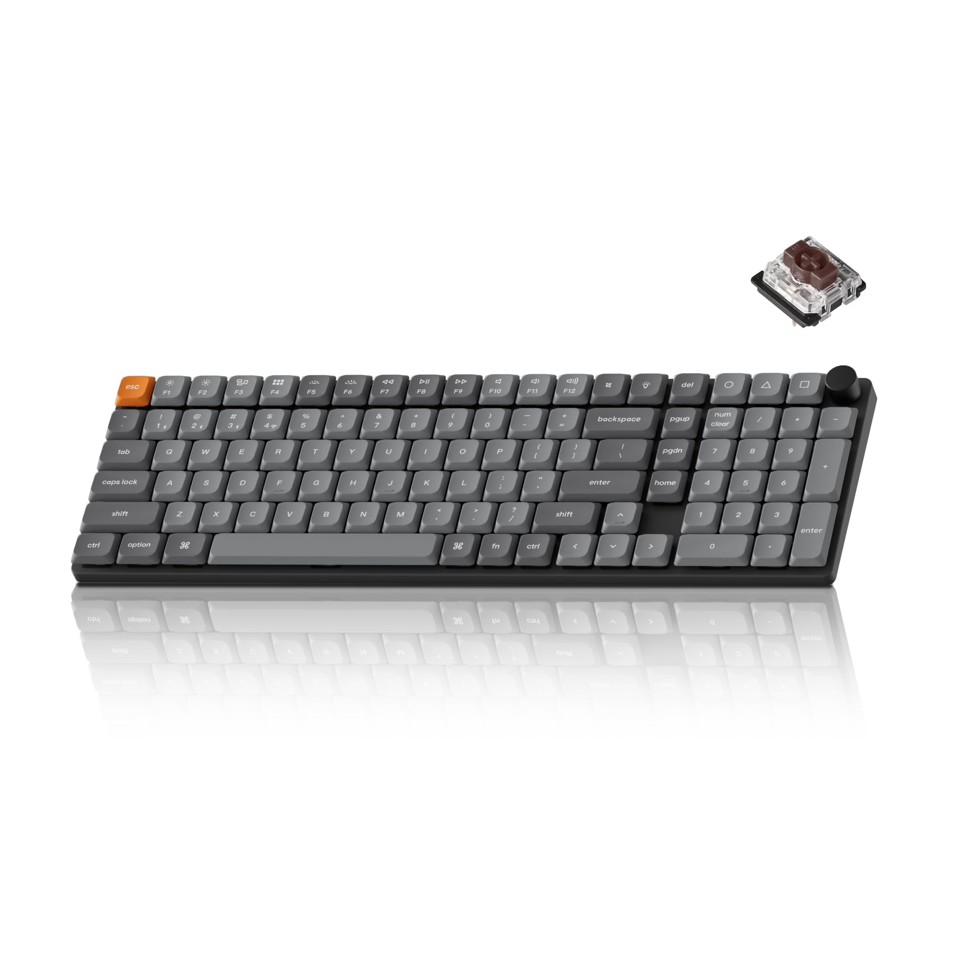 Keychron K17 Max Ultra-Slim Wireless Mechanical Keyboard - QMK/VIA Programmable, RGB Backlit, Hot-Swappable Low-Profile Gateron Brown Switches, USB Type-C Wired - Compatible with Mac, Windows, Linux - Perfect for Office Work, Gaming & Programming