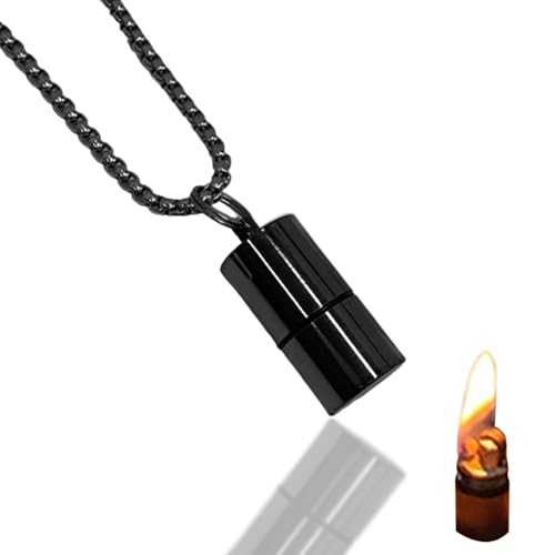 Vintage Trench Lighters - Windproof Kerosene Lighters for Men, Necklace & Grinding Wheel Style - Soft Flame Pocket Lighters for Outdoor Survival, Camping & Hiking (No Gas, Black)