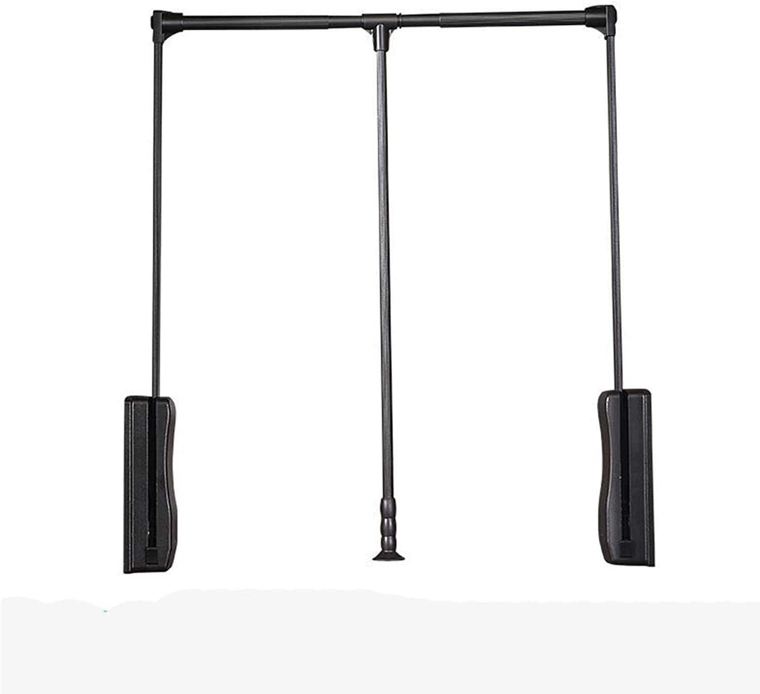 QIANMEI Adjustable Heavy Duty Pull Down Wardrobe Rod - Aluminum Closet Hanger with Double Damping Buffer for Hanging Clothes (Coffee Color) - Perfect for Small Spaces, Walk-in Closets & Laundry Rooms