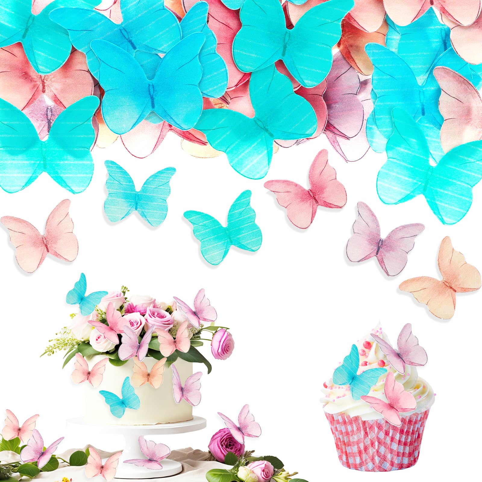 48 Pcs Edible Purple Butterfly Cake Toppers - Decorative Cupcake Toppers for Birthday Parties, Baby Showers & Wedding Cakes | Perfect for DIY Cake Decorating & Sweet Table Displays