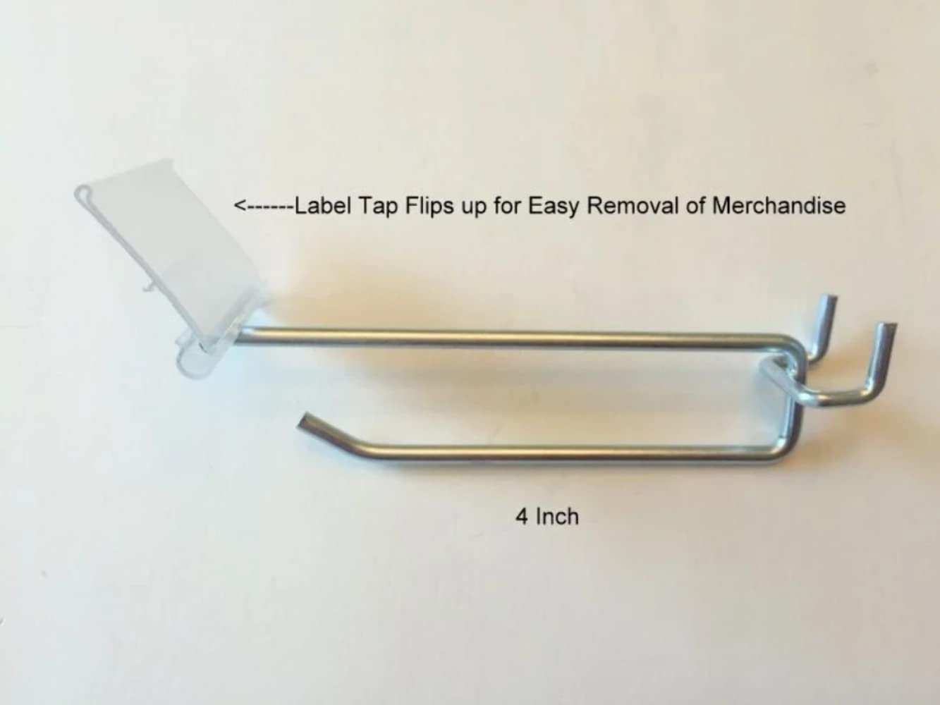 Trion 200-Pack 4 Inch Flip Scan Metal Peg Hooks with Label Holder - Fits 1/8