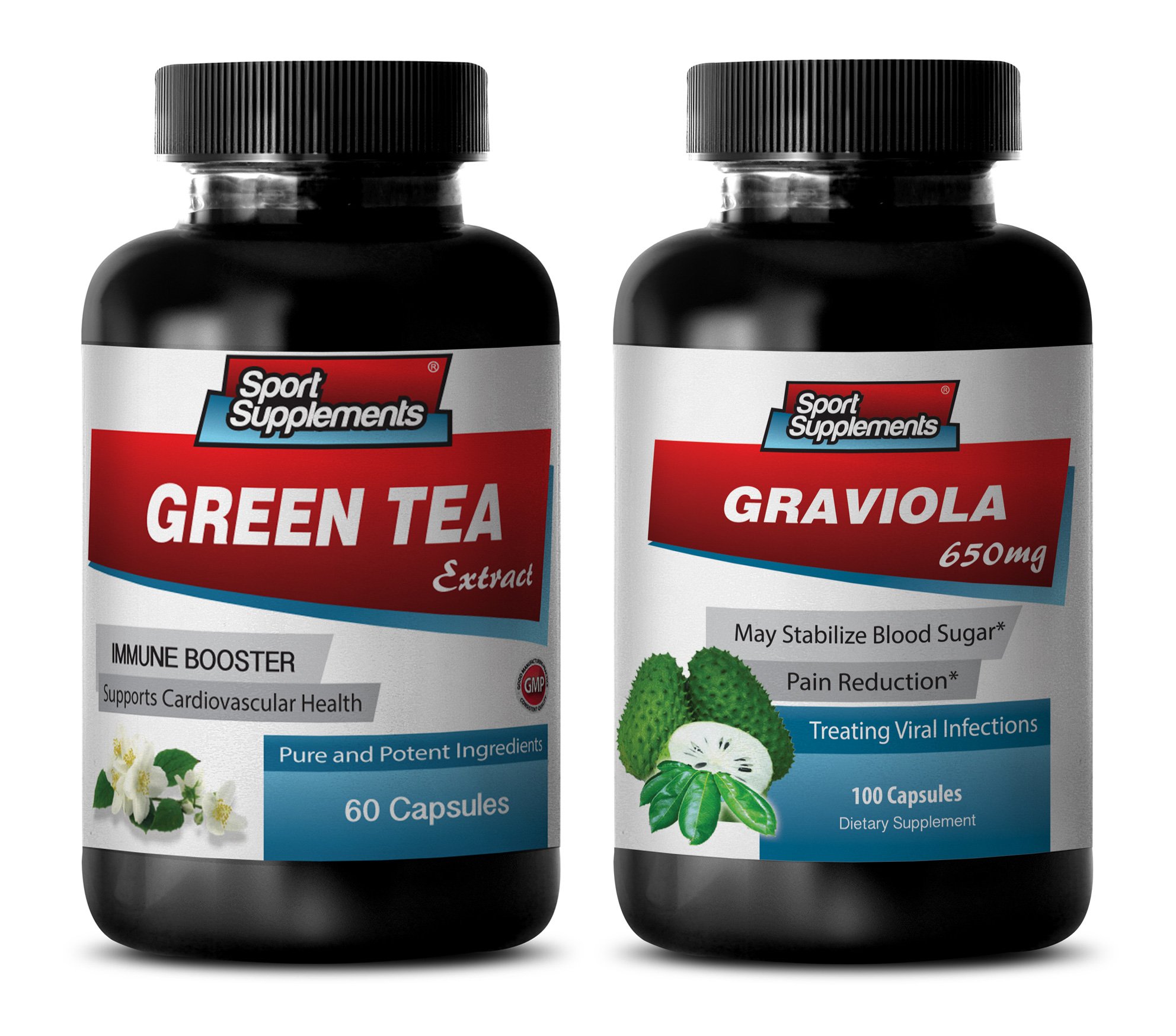 Premium Green Tea & Graviola Weight Loss Supplement - Natural Energy Booster & Fat Burner - 2 Bottles Combo for Metabolism Support - Perfect for Workout Recovery & Healthy Lifestyle