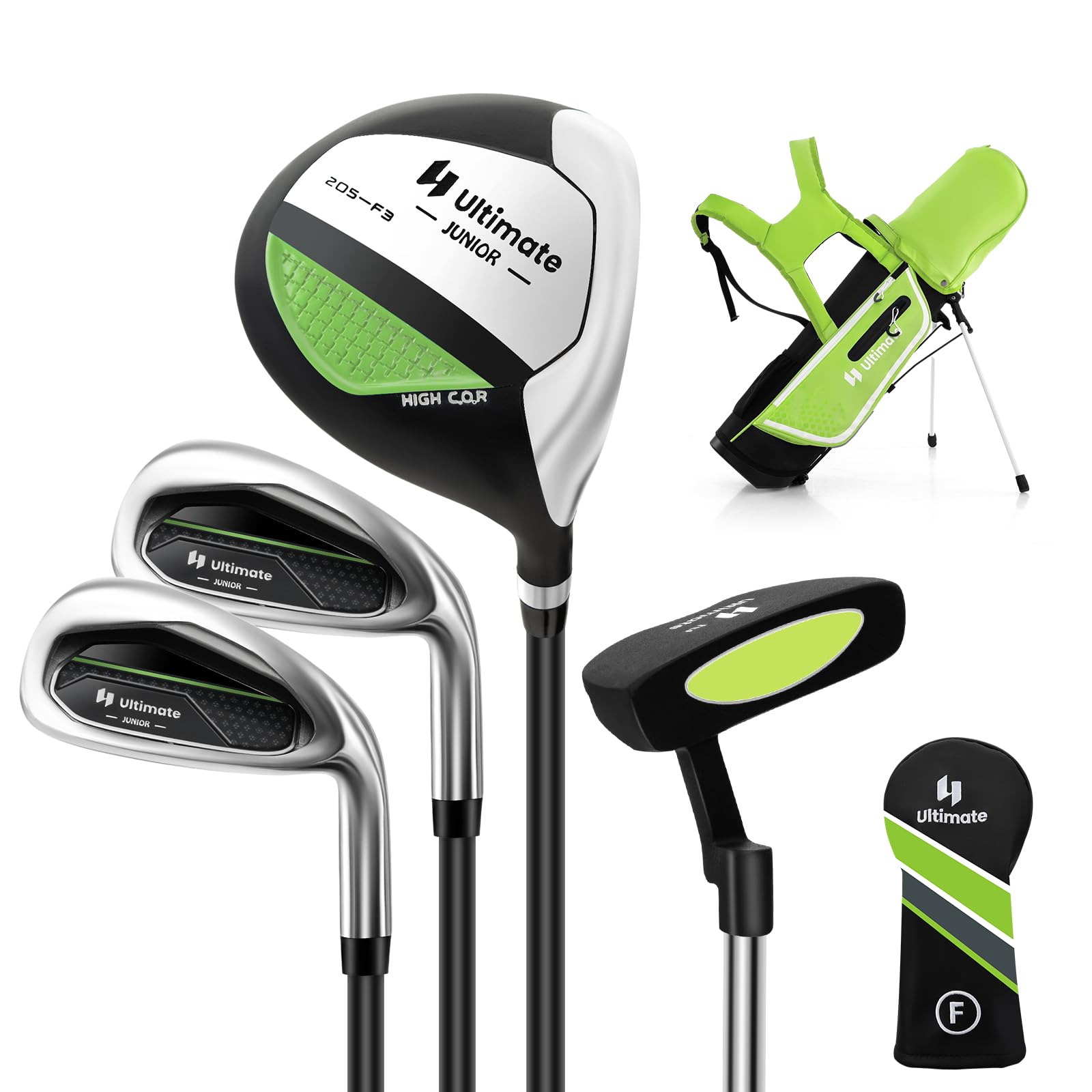 **Goplus Junior Complete Golf Club Set for Kids Ages 5-13 - Right Hand Golf Clubs with Stand Bag, Rain Hood - Perfect for Boys & Girls Learning Golf at Home, Driving Range, or Course**