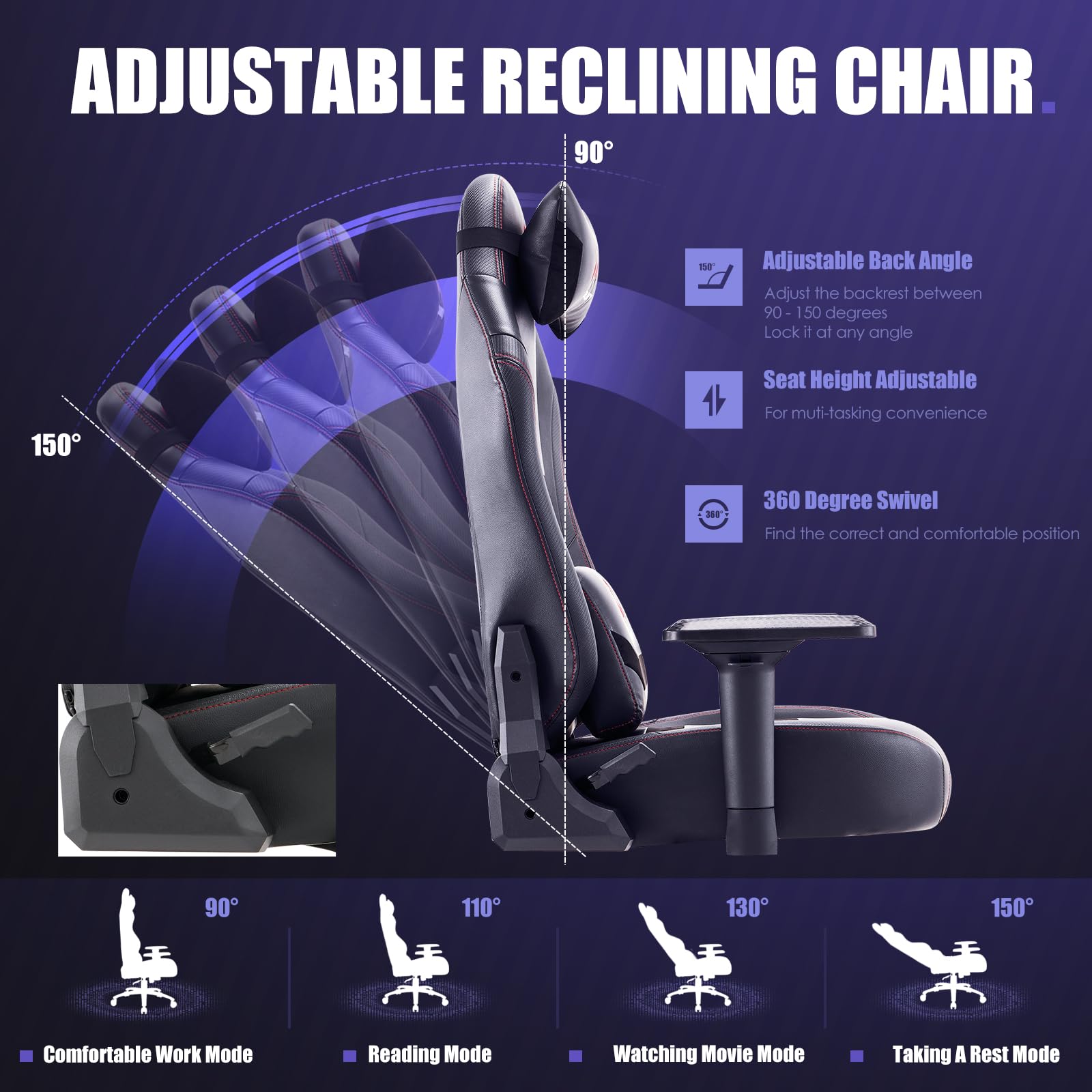 COLAMY Big and Tall Gaming Chair 400lbs Capacity - Ergonomic Computer Chair for Heavy Adults, Wide Seat Executive Office Chair with High Back Support - Perfect for Gaming, Working & Home Office (Black)