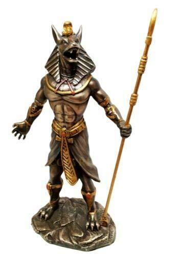 Anubis Statue - Egyptian God of Afterlife & Death Holding Staff - Unique Home Decor for Living Room, Office & Gift Ideas